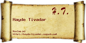 Hayde Tivadar névjegykártya